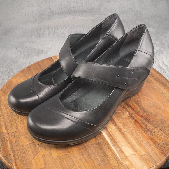 DANSKO RANDA Black Leather Womens Stacked Heel Sandals Ankle Strap SZ 42/11.5-12 - Picture 3 of 9
